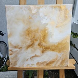 Abstract Gold and White Canvas Art